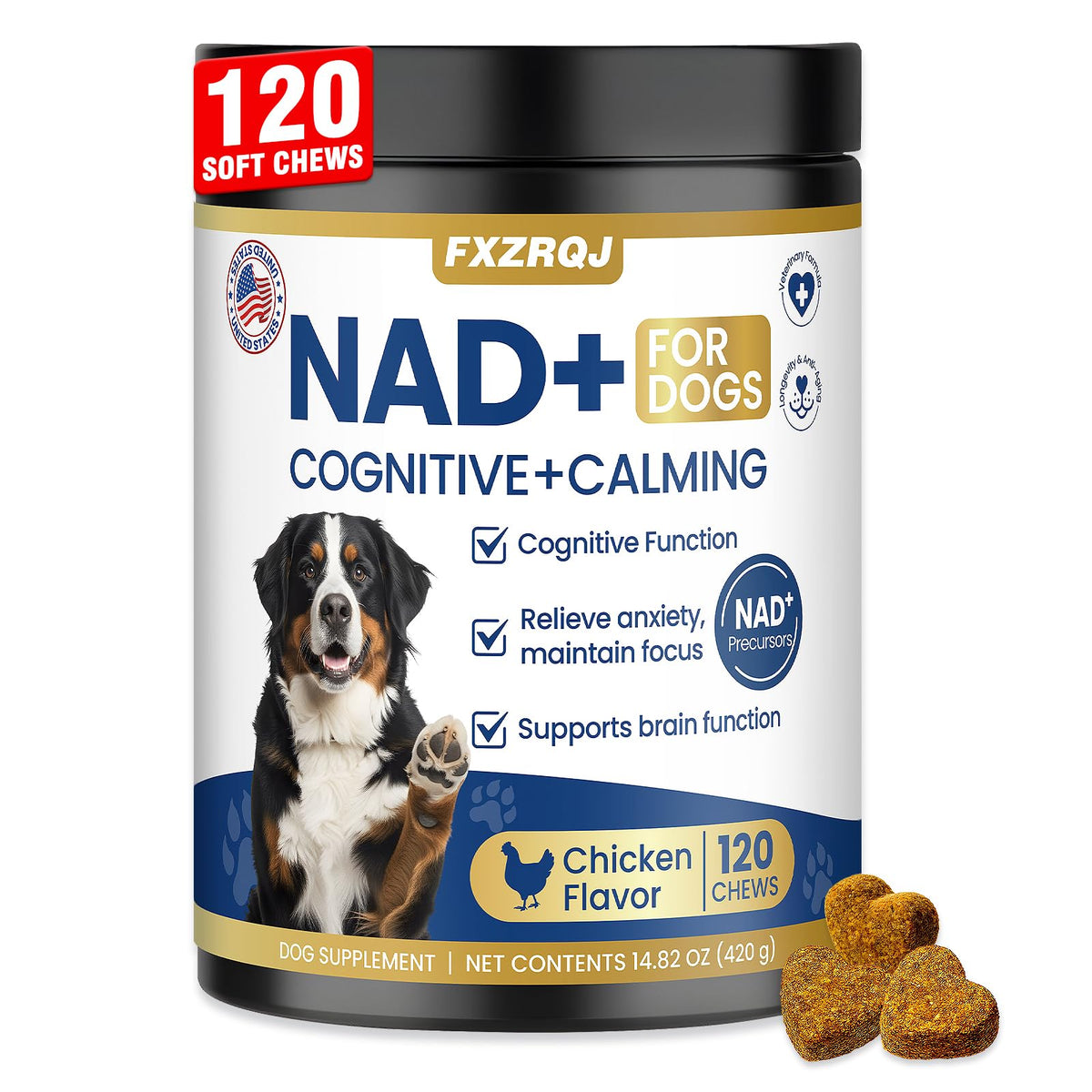 FXZRQJ golosinas suaves para perros ancianos que promueven calma y enfoque