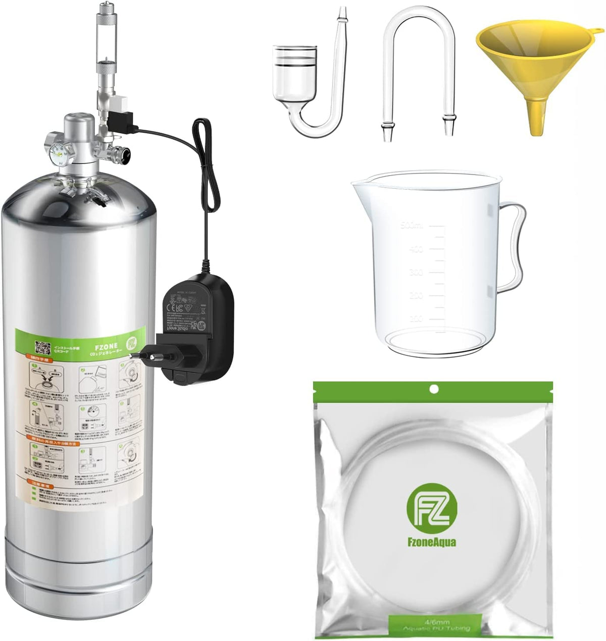 Botella FZONE 2.5L CO2 para acuario, duradera y suministro estable.