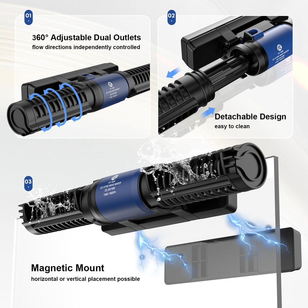 FZONE Nano Wave Maker operación silenciosa para un acuario tranquilo.