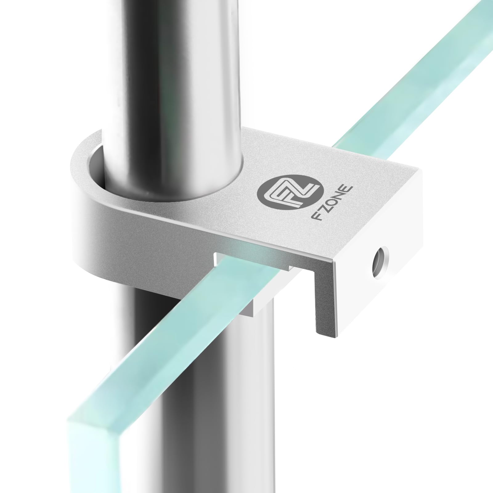 Abrazadera FZONE tamaño L para tuberías de 16 mm y vidrio 5–13 mm.