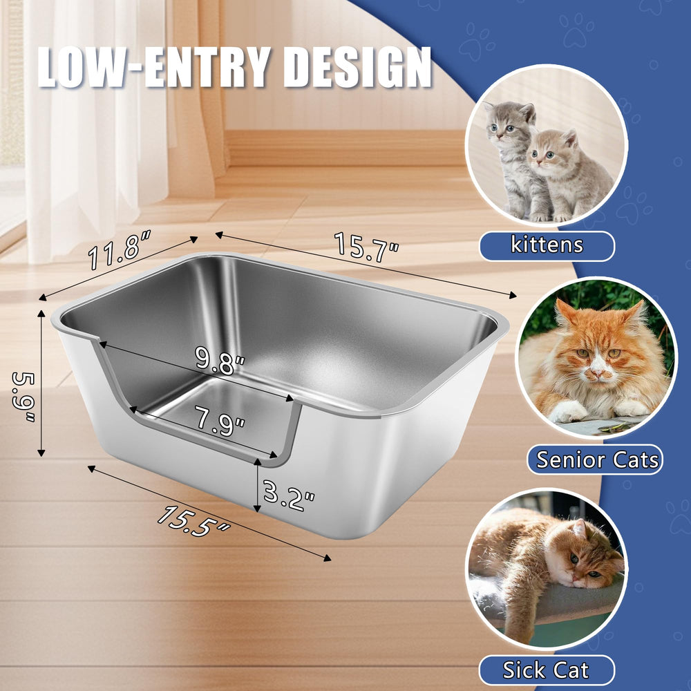 Caja de arena FZZOR de acero inoxidable, duradera y fácil de limpiar