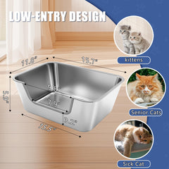 Caja de arena FZZOR de acero inoxidable, duradera y fácil de limpiar