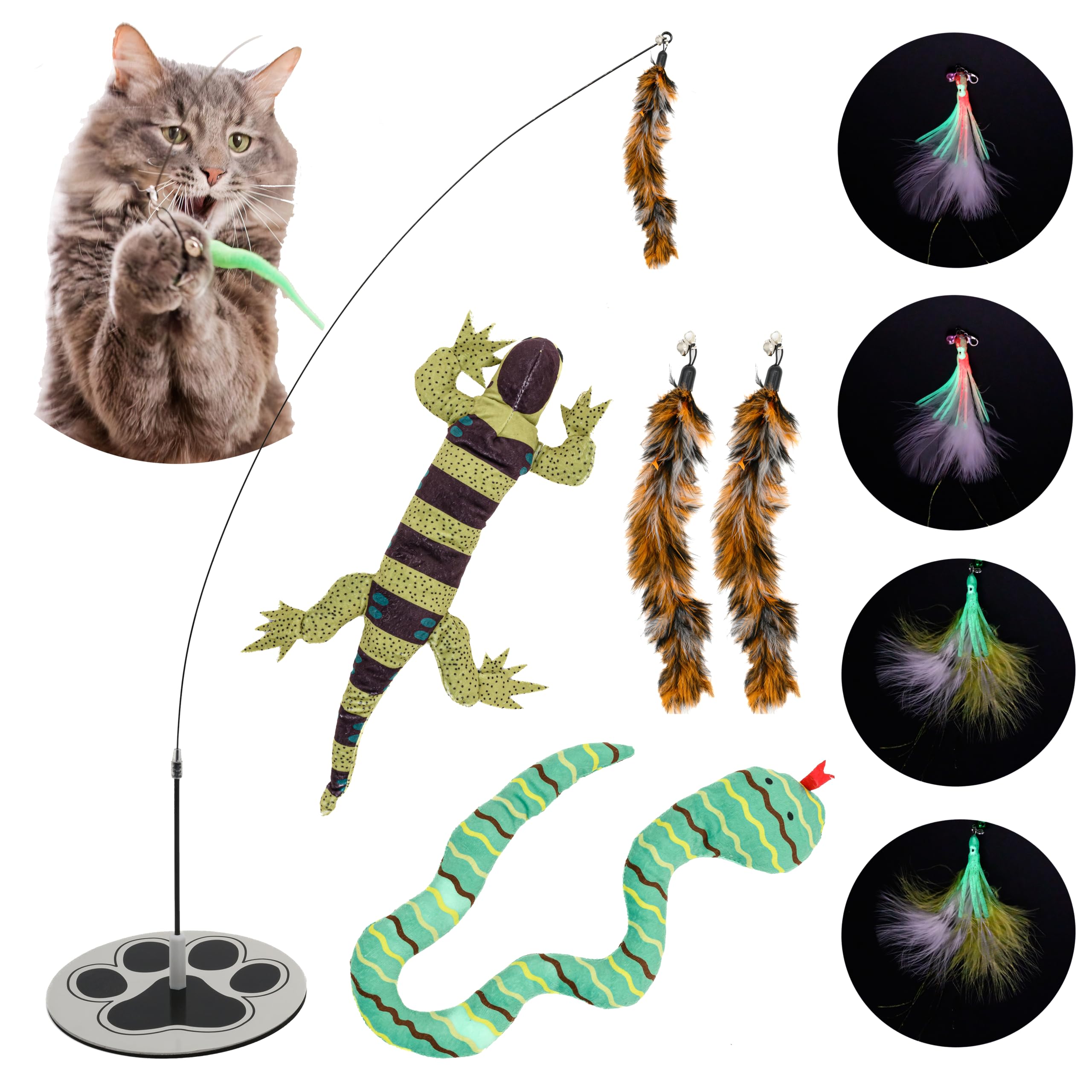 GADGETSOLOGY varita para gatos con base redonda y ventosa para uso en interiores.