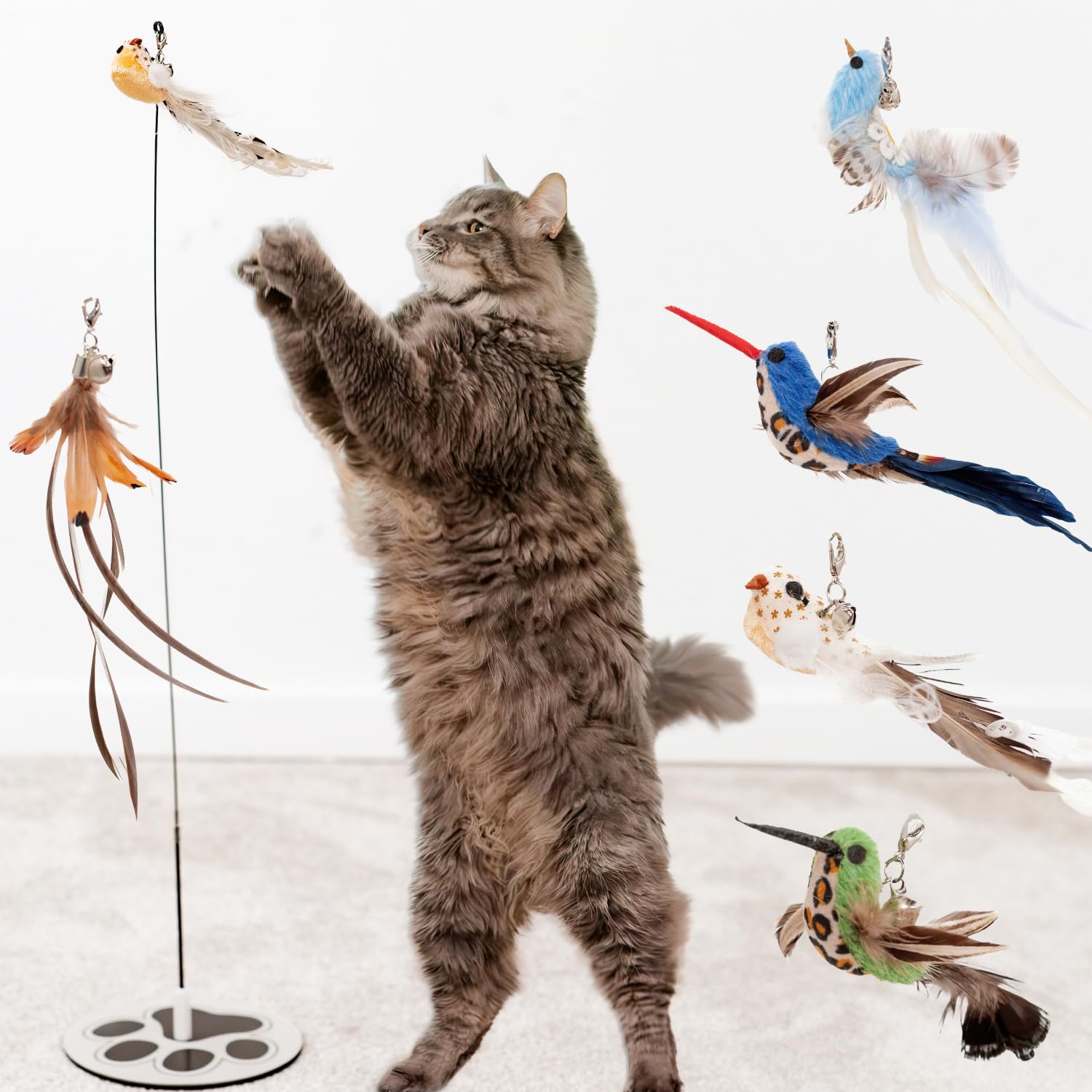 GADGETSOLOGY: gato-varita-juguete-con-plumas, juego dinámico y caza suave.