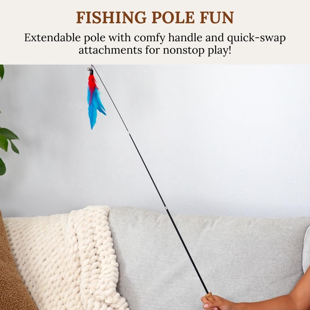 GADGETSOLOGY palo-pesca-extendido: alcance ampliado para interacción entre humano y gato.