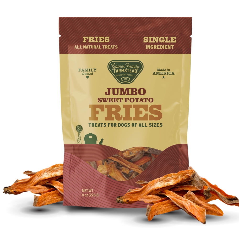 Gaines Family Farmstead jumbo sweet potato fries para perros: snack de 8 oz para entrenamiento