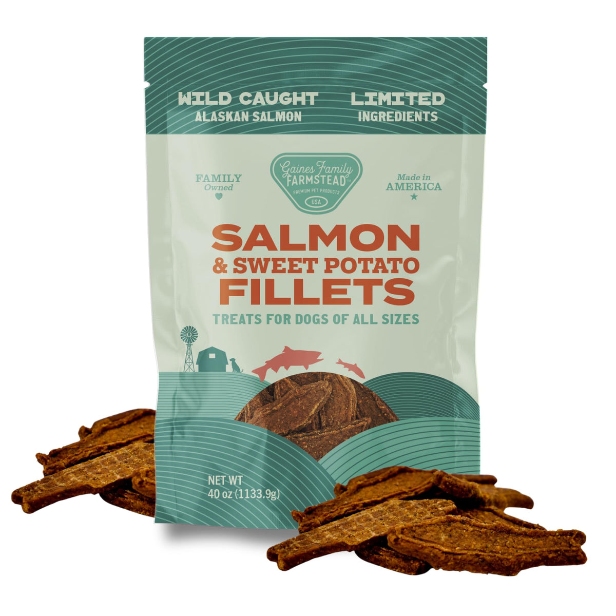Gaines Family Farmstead salmón y boniato: filetes para perros, snack natural