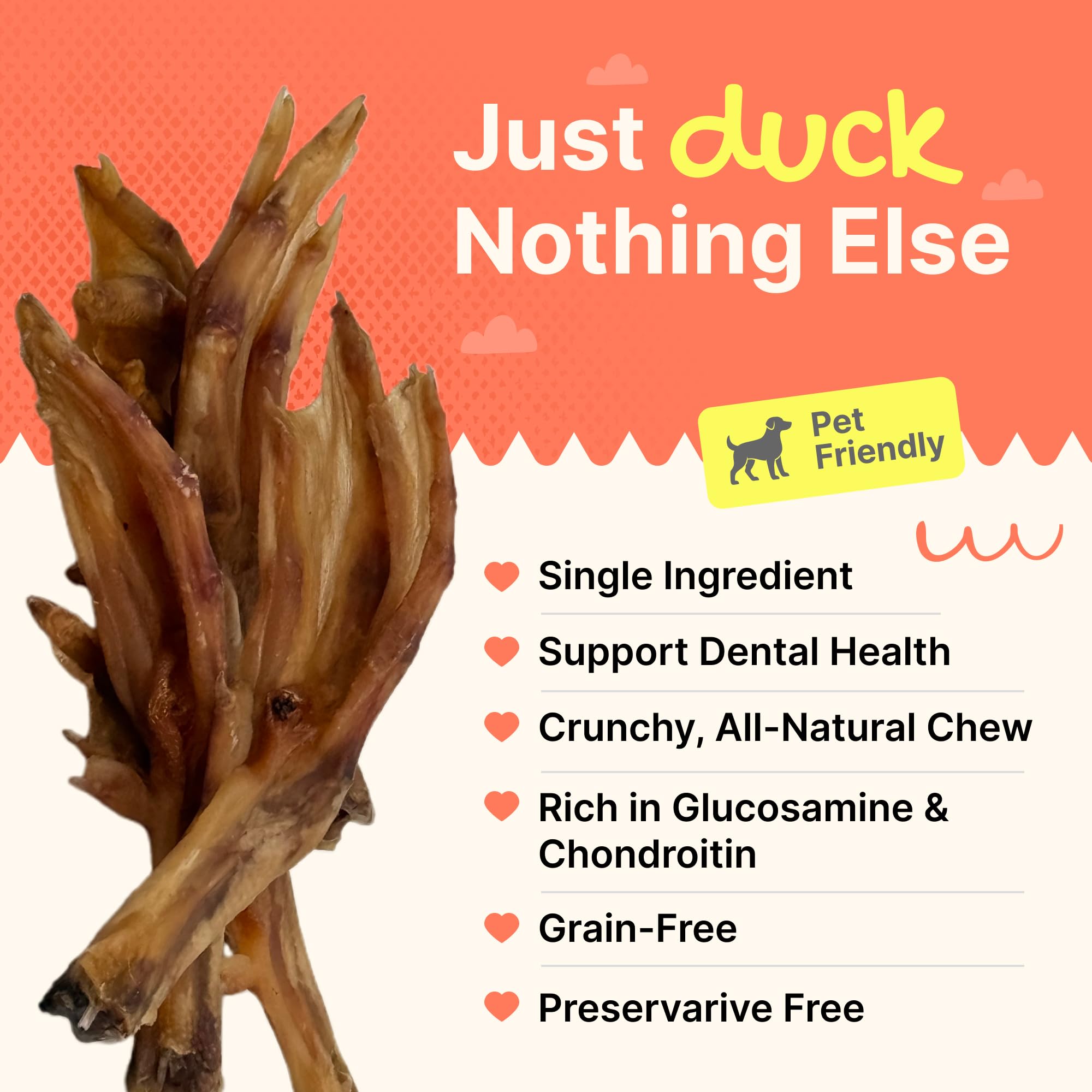 Gaines Pet para juntas, pies de pato naturales.