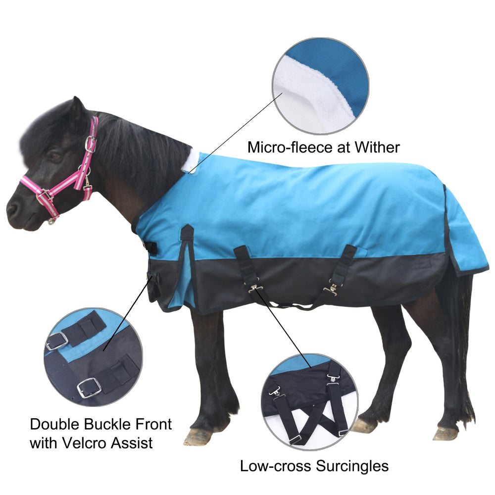 Manta Gallopoff para mini caballo, lateral, diseño transpirable para mayor libertad de movimiento