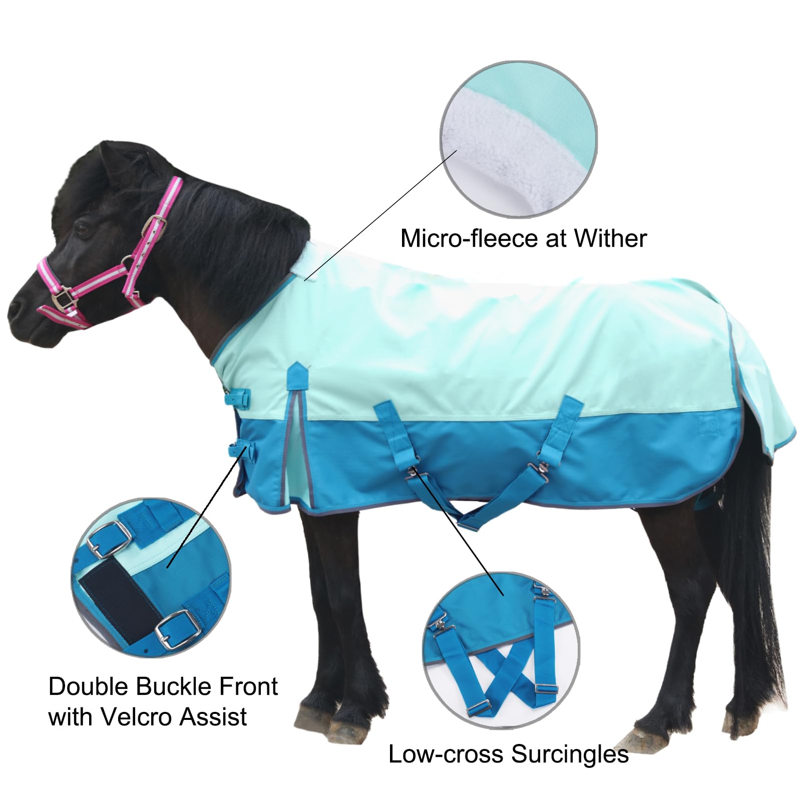 Interior de nailon suave Gallopoff Manta Turnout Mini previene rozaduras