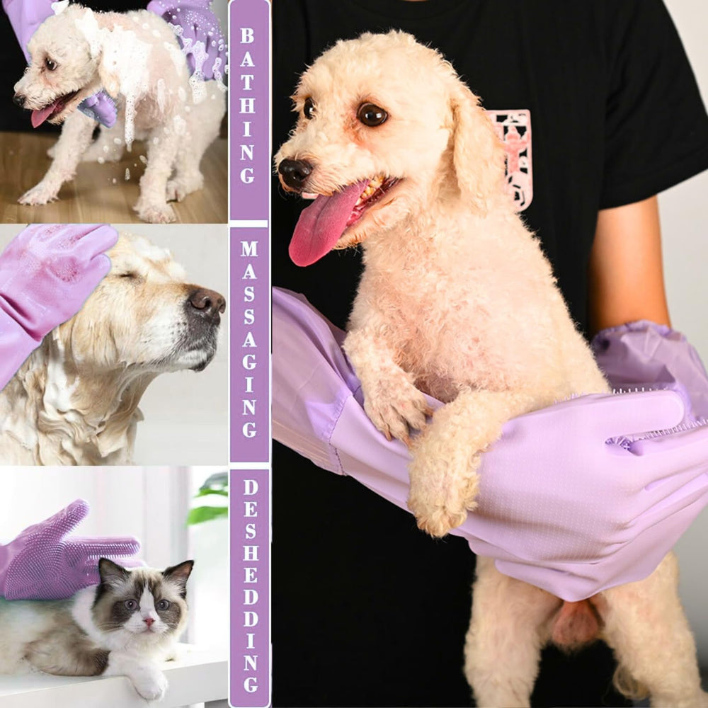 GALYNA guantes de acicalamiento para mascotas, masaje suave y pelo suelto eliminado.