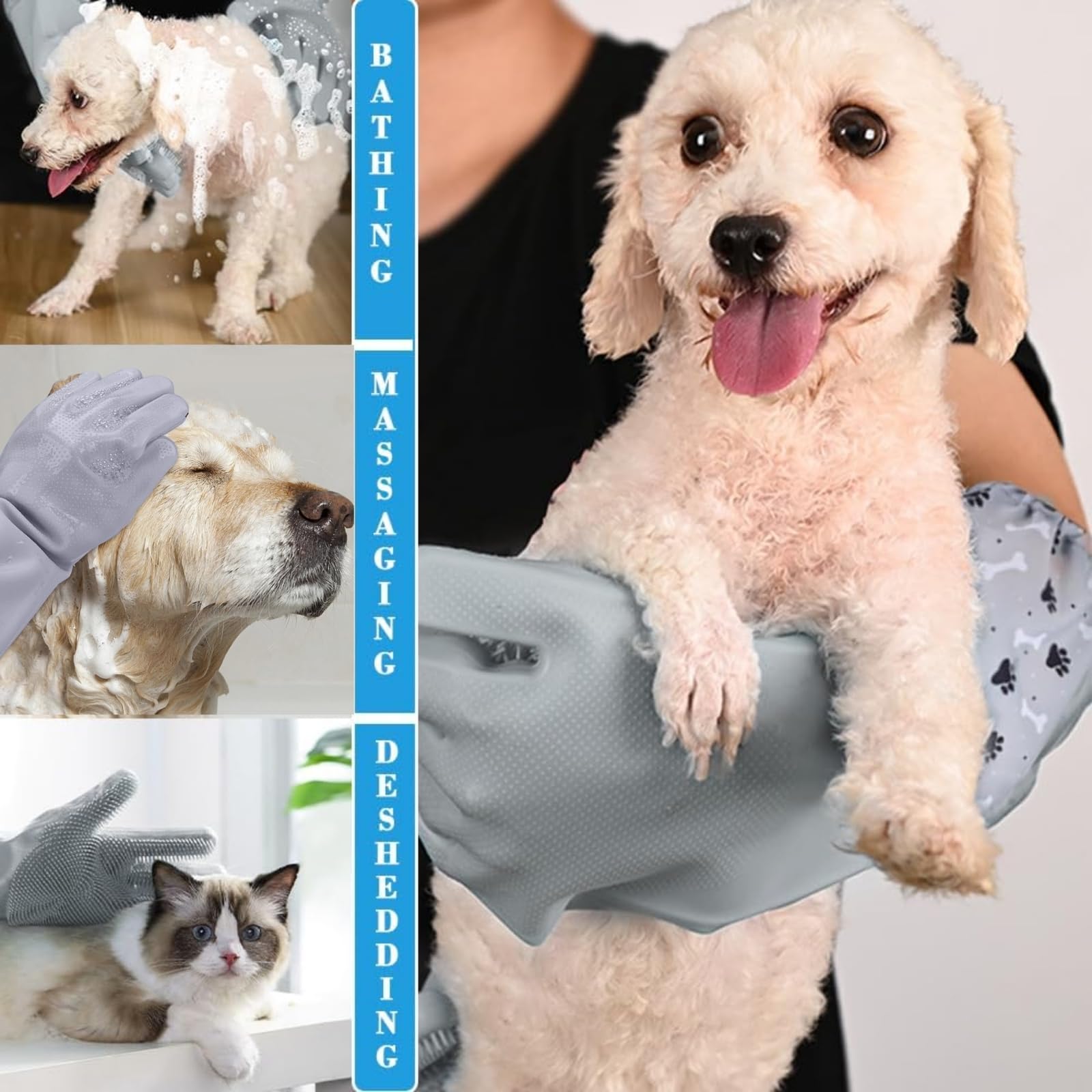 Guantes GALYNA con masaje para pelaje y pelo sin enredos.