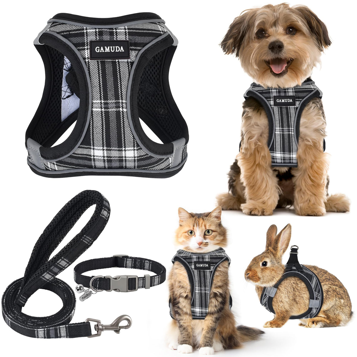 GAMUDA arnés-collar-y-leash ajuste, cómodo para paseos diarios.