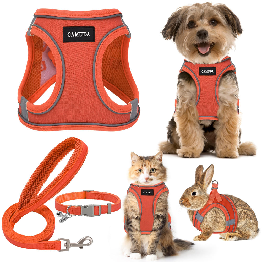 GAMUDA arnés para perro pequeño, vista frontal, cómodo y seguro para paseos.
