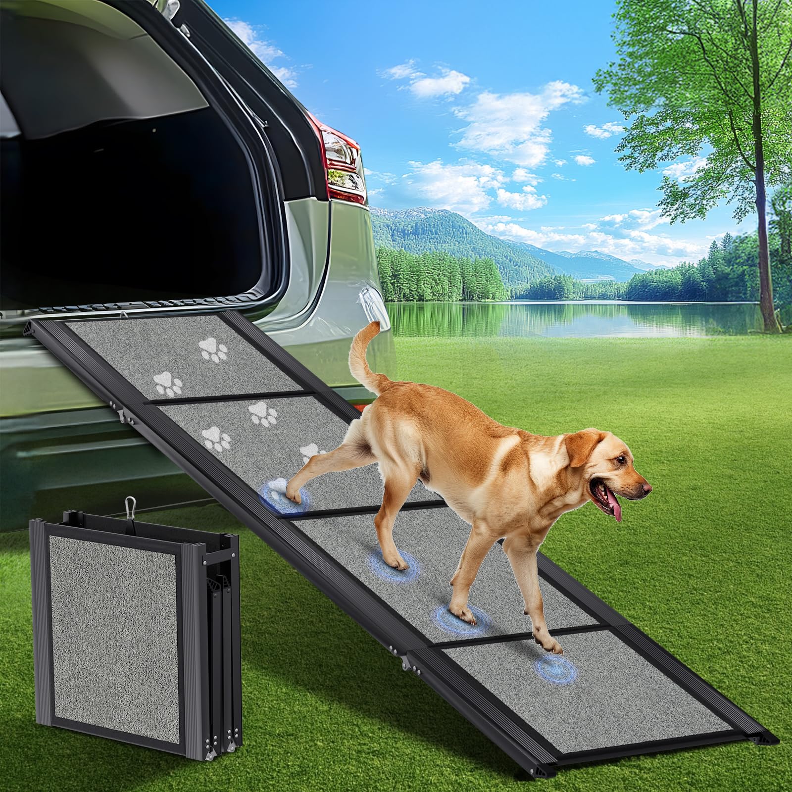 GAOYITK rampa para perros 71 pulgadas desplegada ofrece entrada suave y segura.