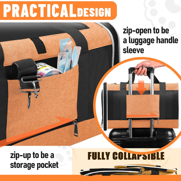Acceso superior enrollable de malla con Velcro para carga rápida.