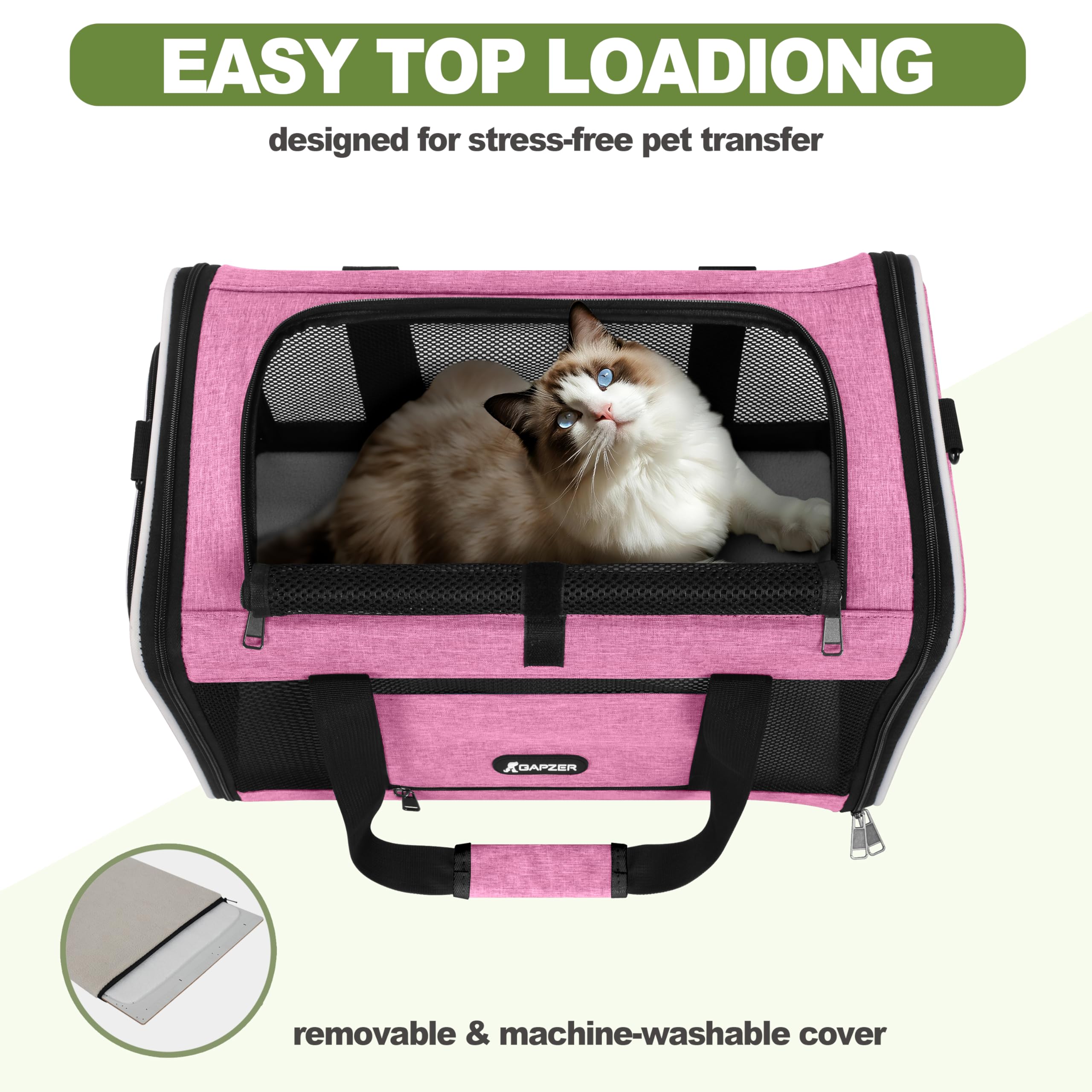GAPZER correa ajustable: transporte cómodo con manos libres en aeropuertos y visitas al veterinario.