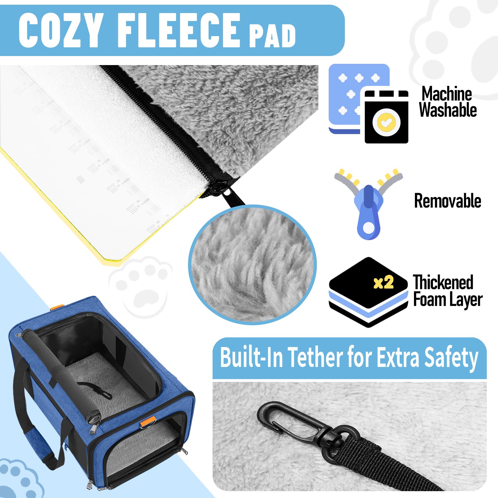 GAPZER funda lavable con dos caras, comodidad durante viajes.