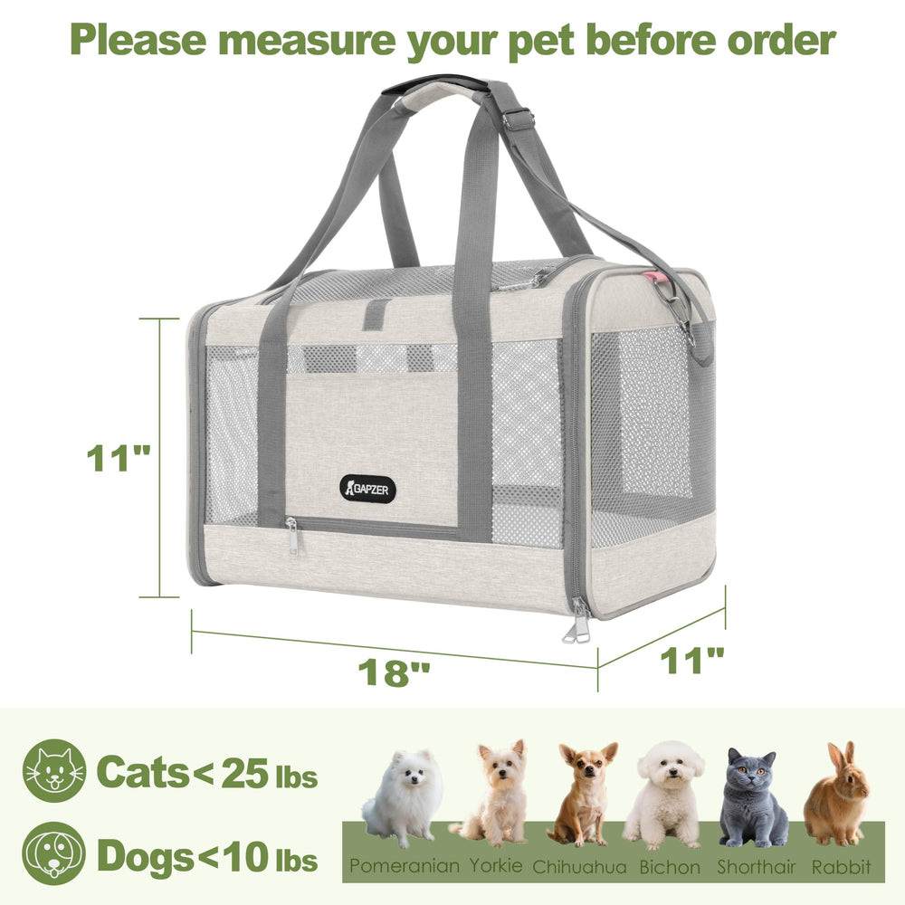 GAPZER transportín con malla transparente para visión y confort de la mascota.