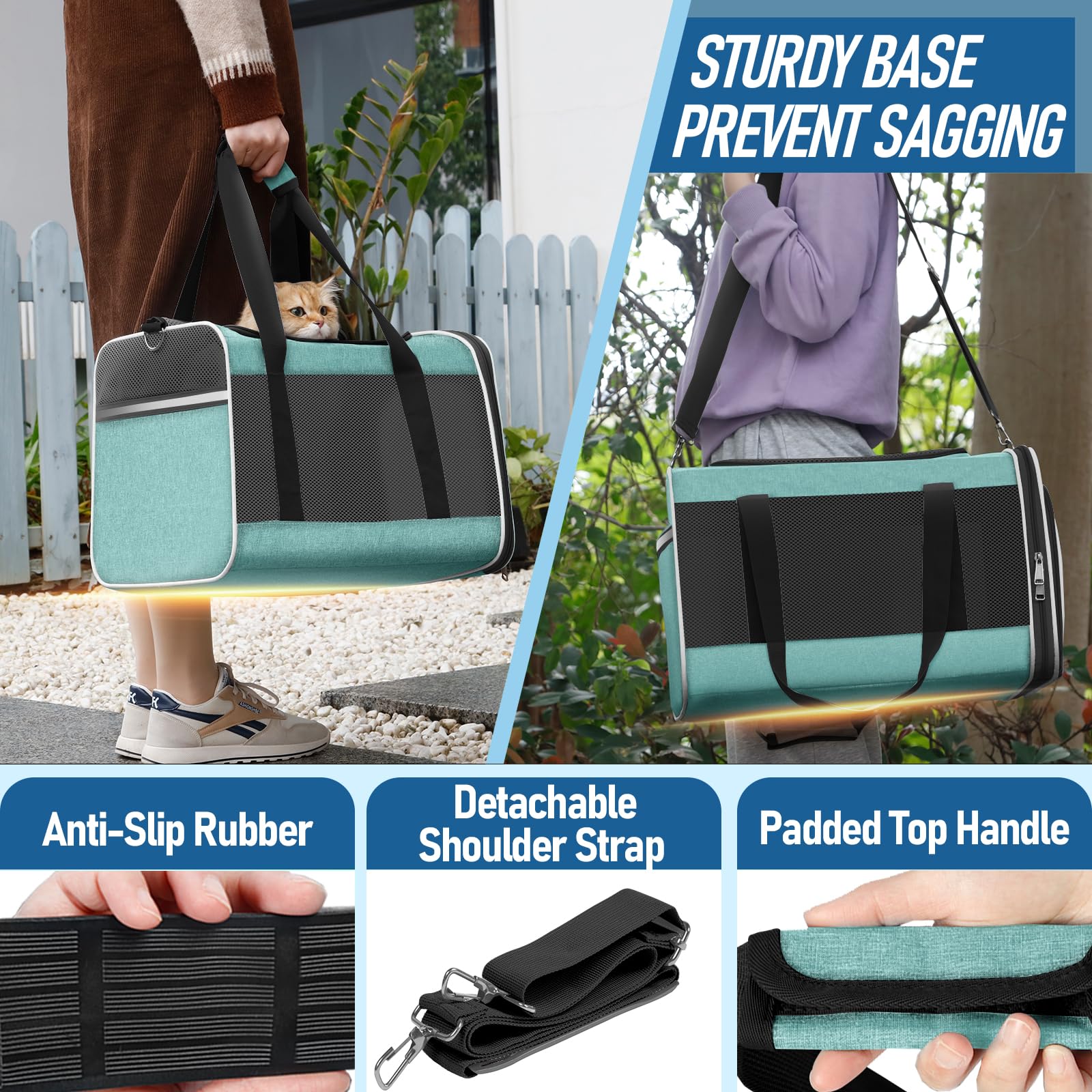 GAPZER transportín azul aguamarina, diseño plegable para guardarlo fácilmente.
