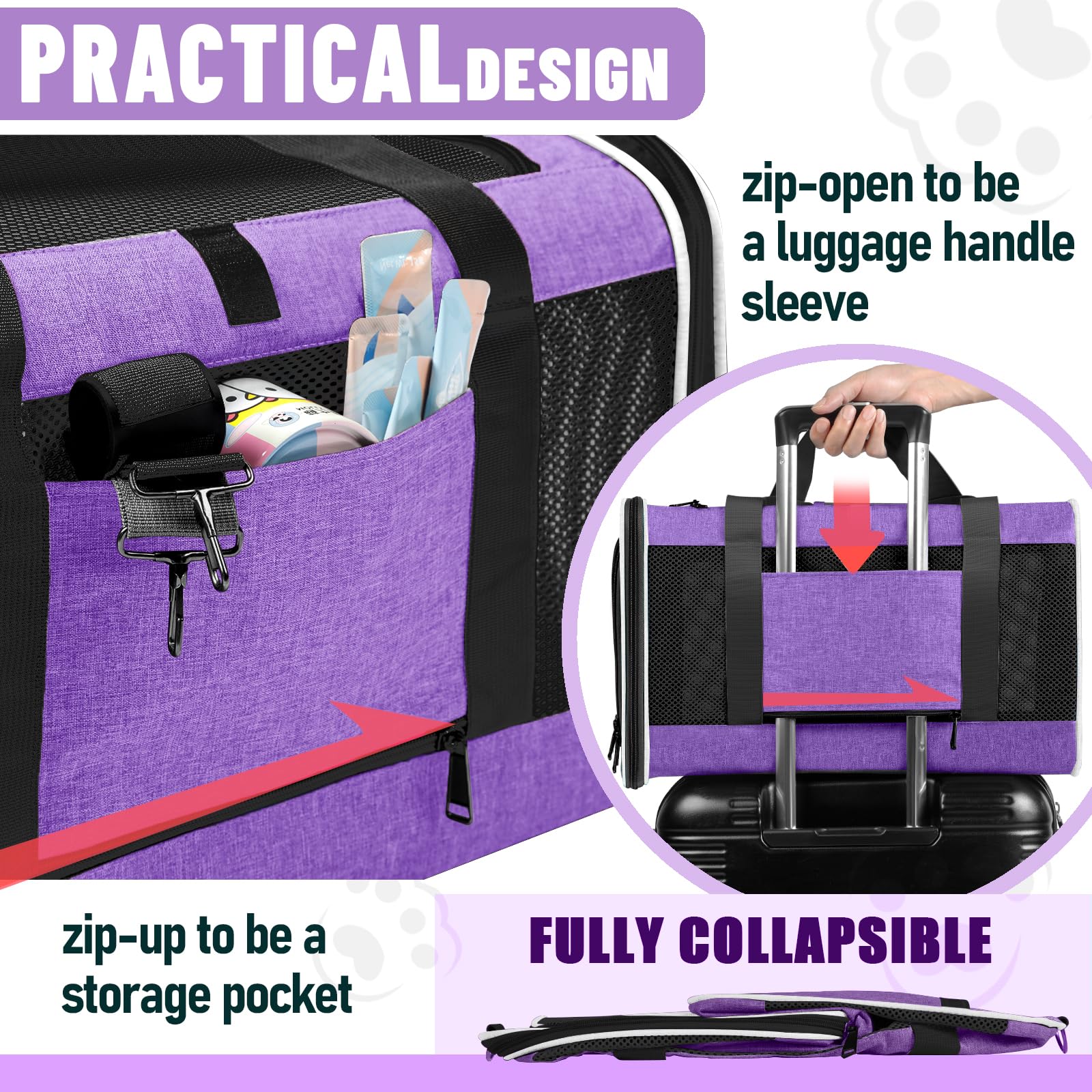 GAPZER transportín con suelo acolchado, soporte estable para mascotas.