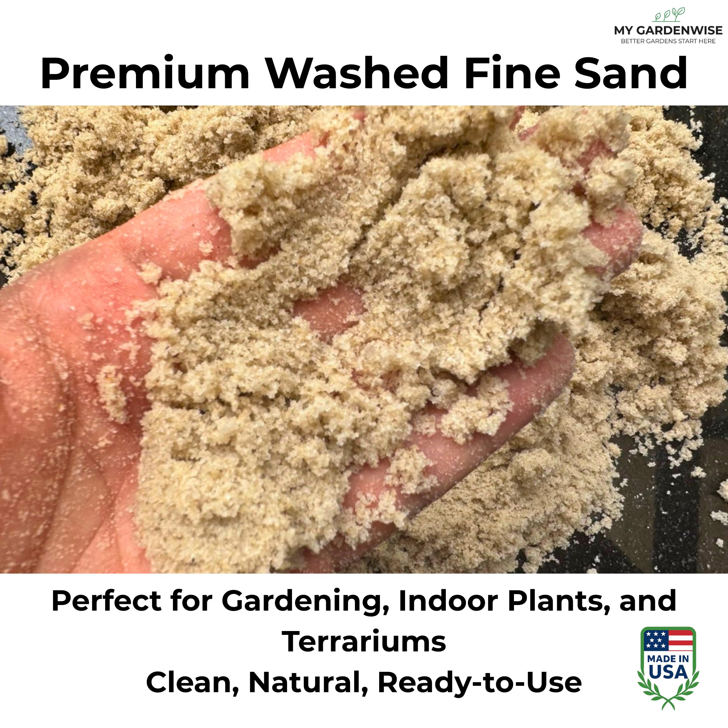 GARDENWISE arena para suculentas y cactus, mejora drenaje y salud de raíces.