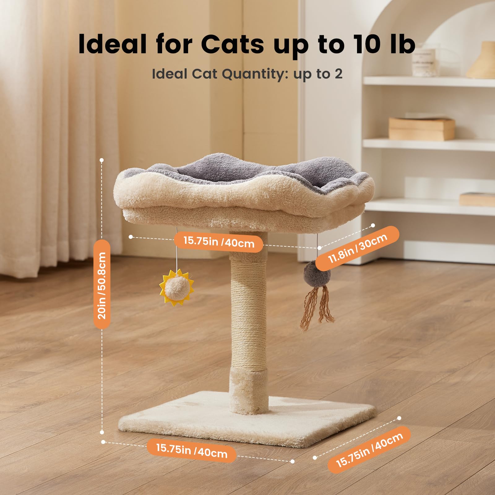 Gardner Pet arbol gato 20 pulgadas diseño compacto para apartamentos pequeños.