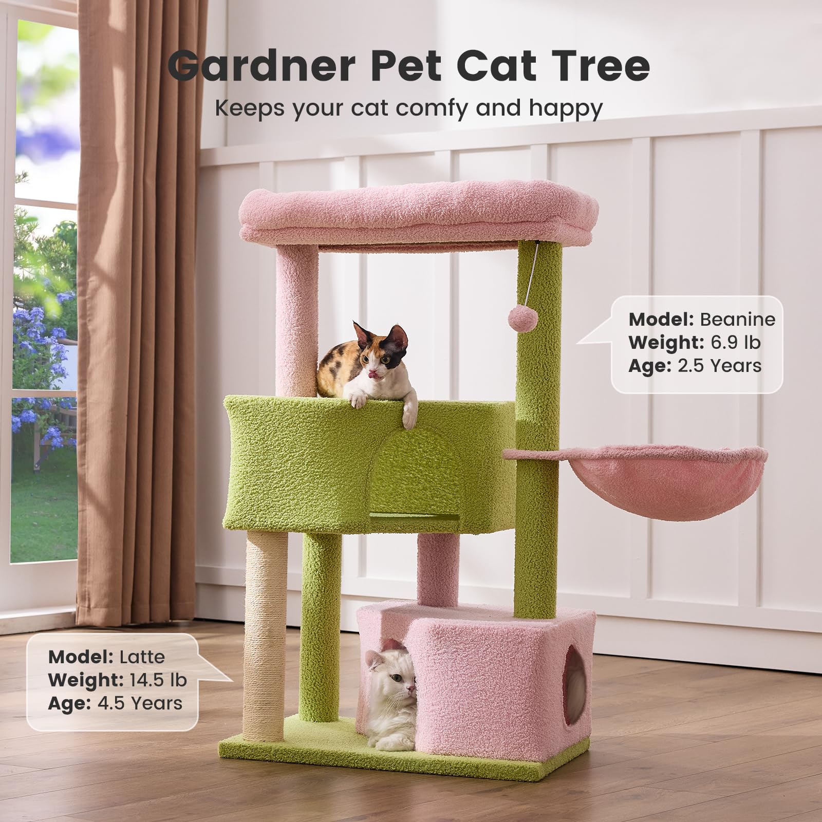 Gardner Pet arbol-gatos-41-pulgadas-hamaca-suave, refugio cómodo para descansar.