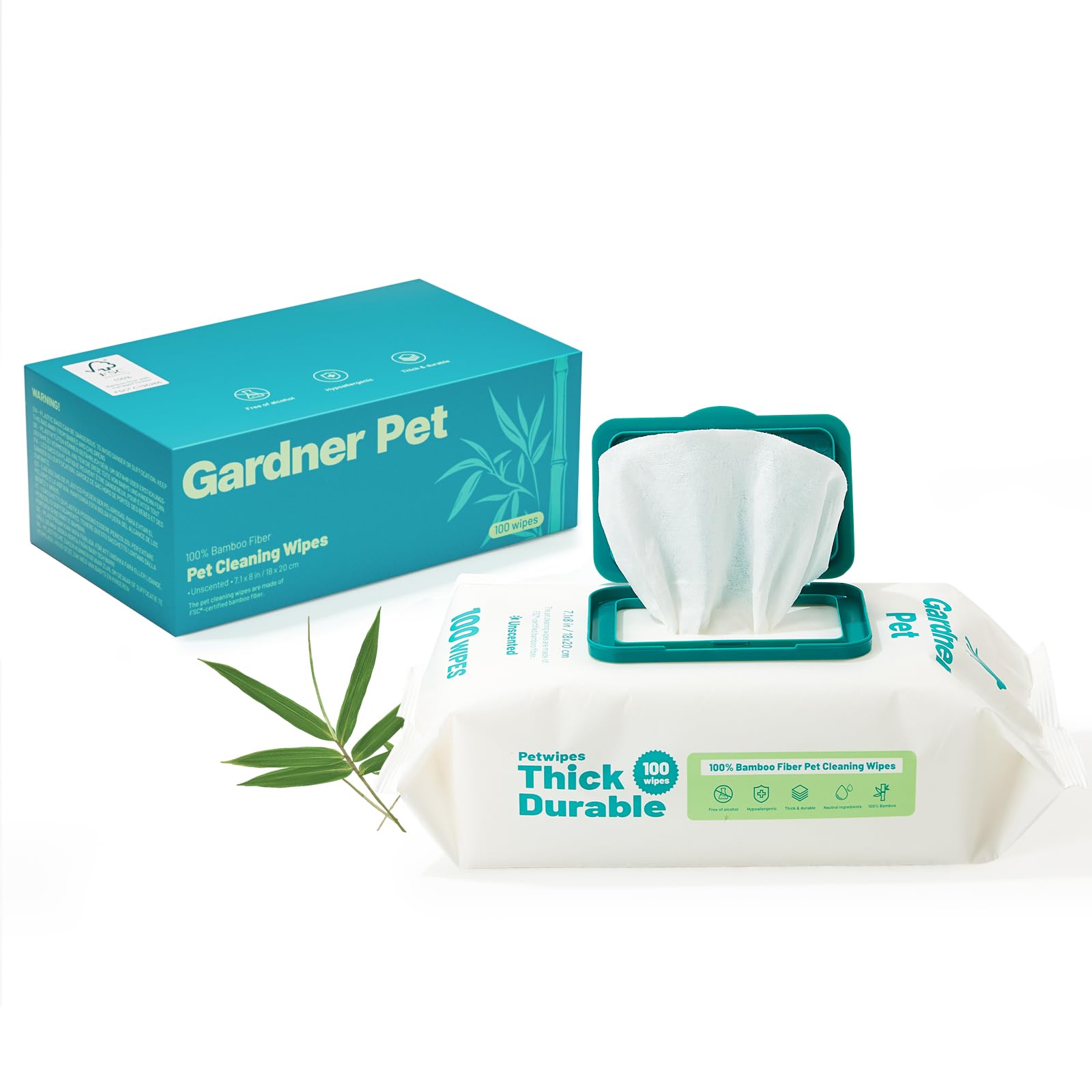 Gardner Pet toallitas de bambú para patas de perro, limpieza suave y rápida.