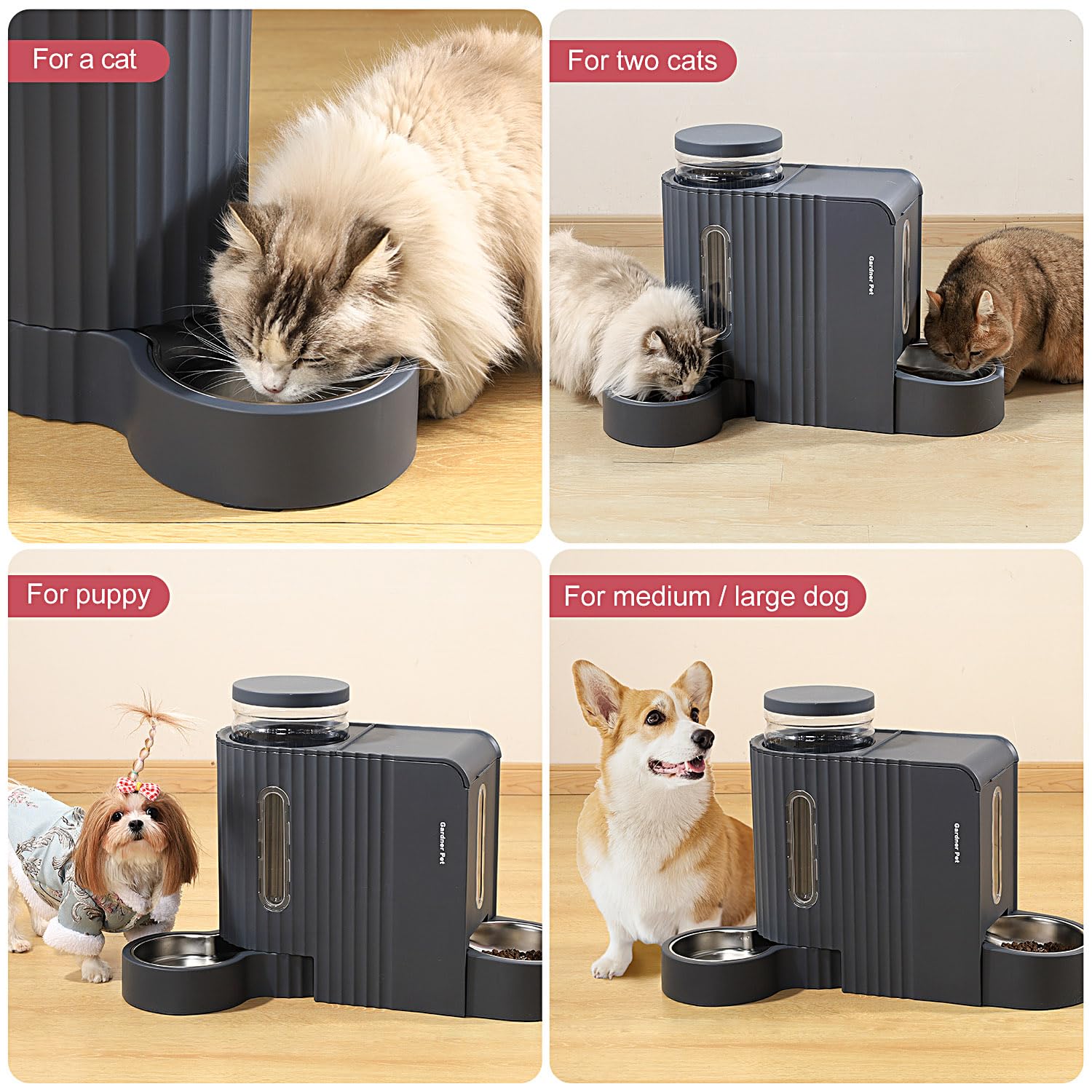 Gardner Pet cuenco de comida de acero inoxidable, limpieza rápida