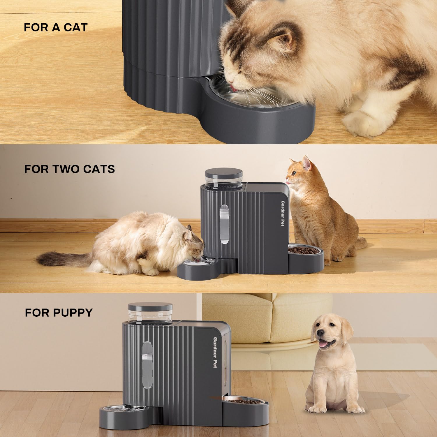 Gardner Pet base con ajuste de 180 grados para mayor estabilidad.