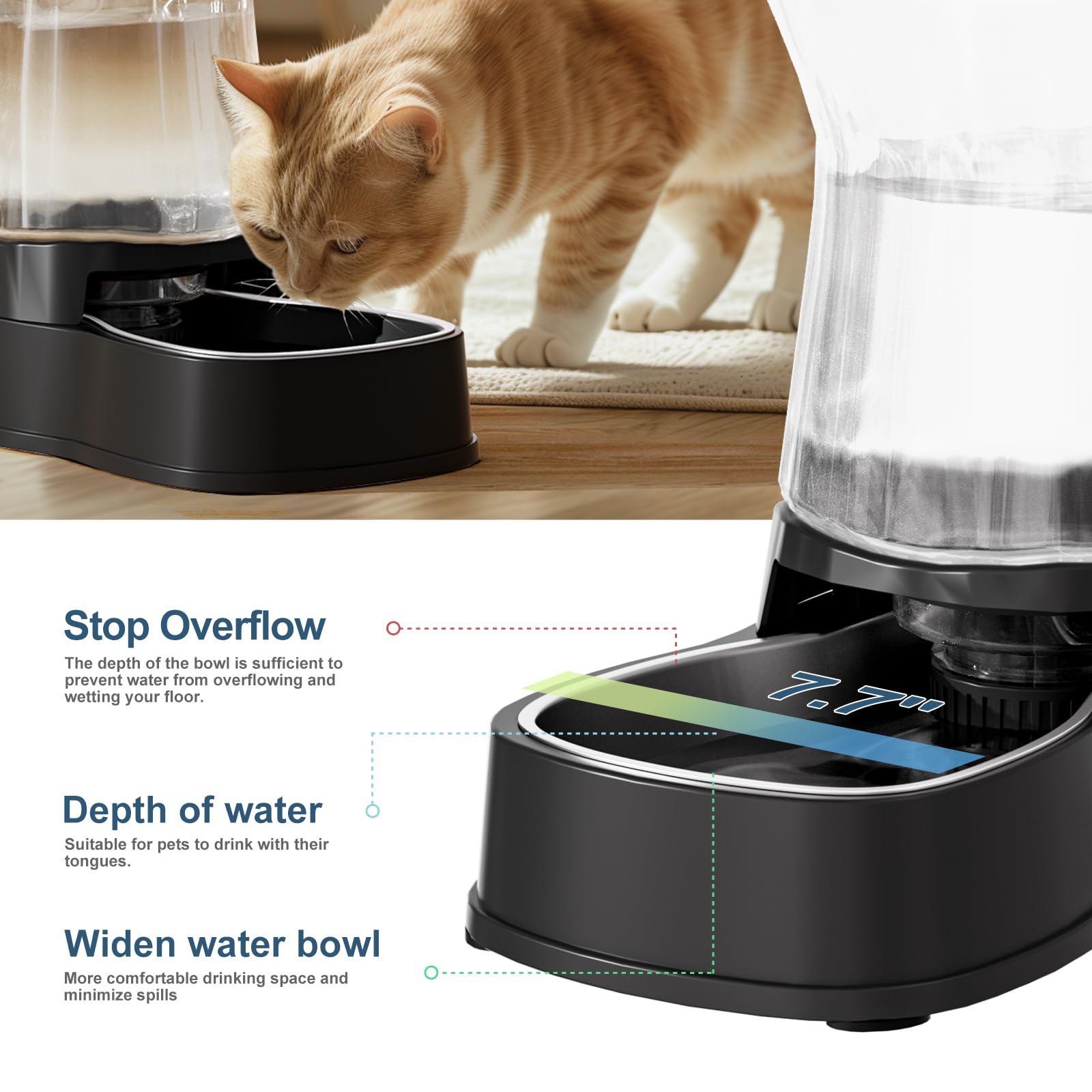 Gardner Pet diseño estable con base trapezoidal para menos vuelcos.