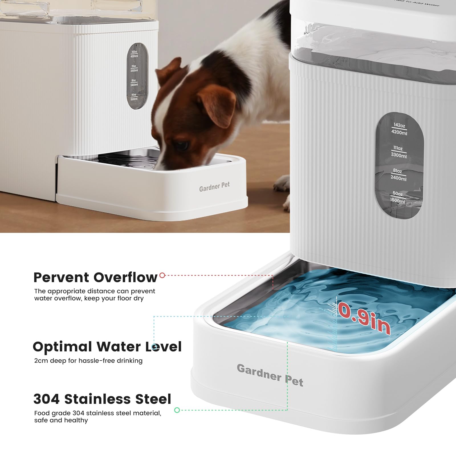 Gardner Pet sistema gravitacional sin electricidad, comodidad para viajes y días ocupados.