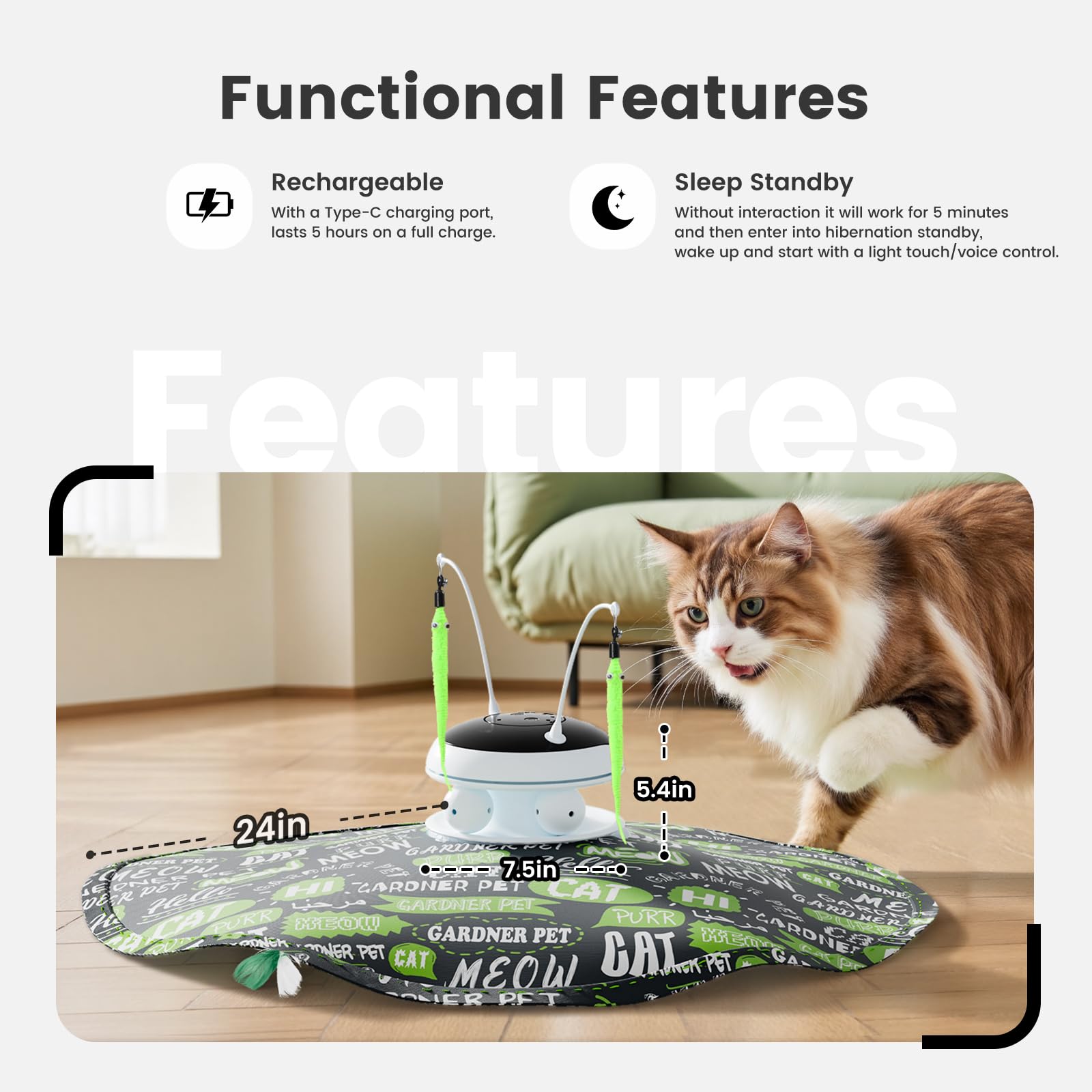 Gardner Pet Cat Laser Toys batería recargable para horas de entretenimiento