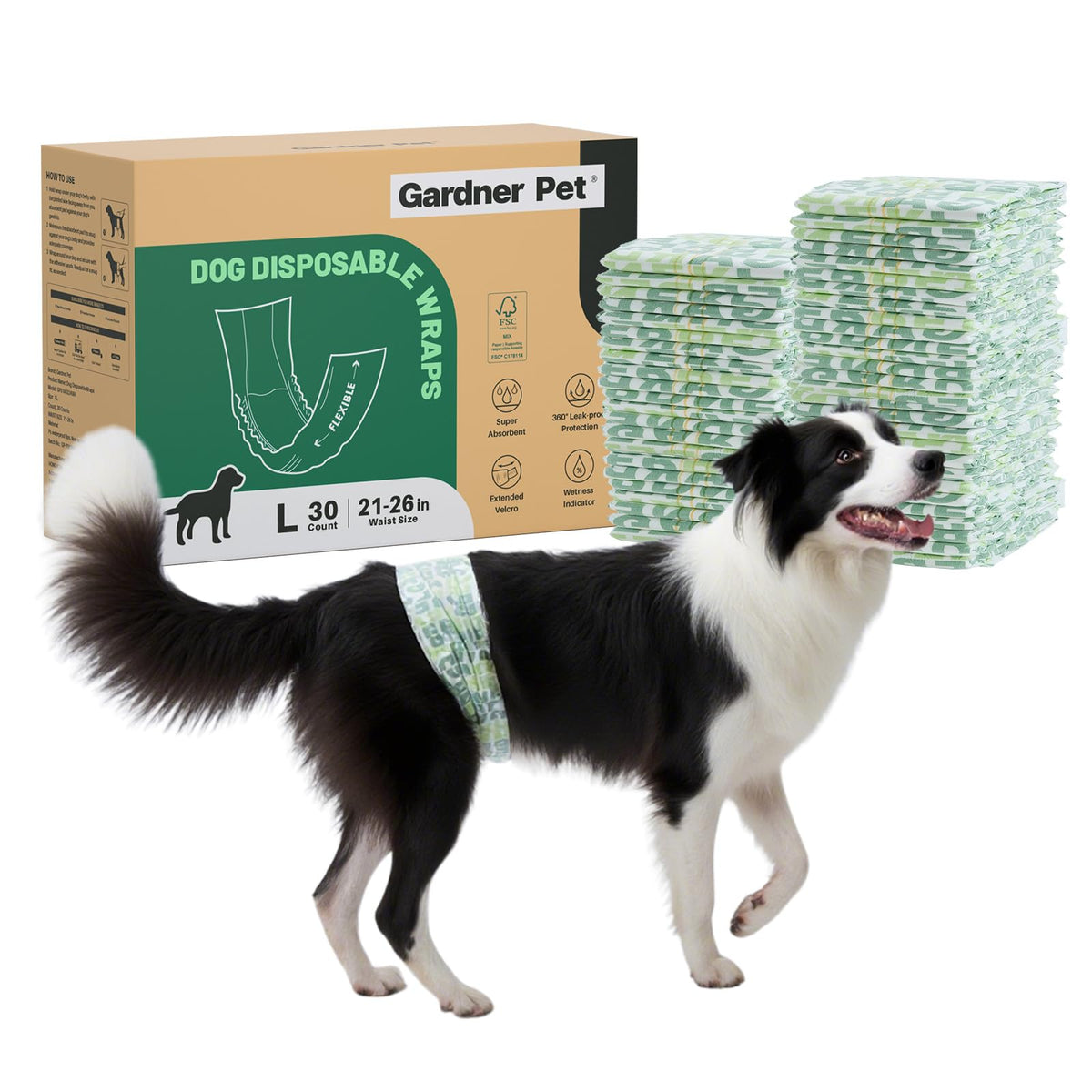 Gardner Pet pañales para perros con ajuste ideal talla L para libertad de movimiento.