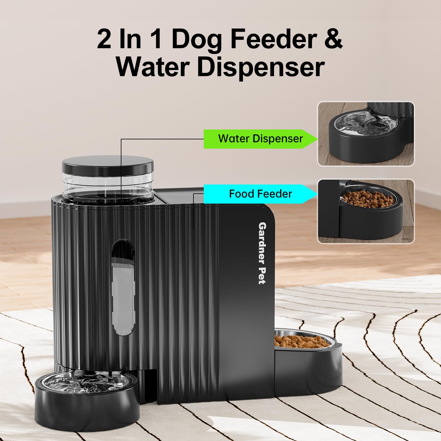 Gardner Pet bebedero de agua de acero inoxidable, duradero y fácil de limpiar