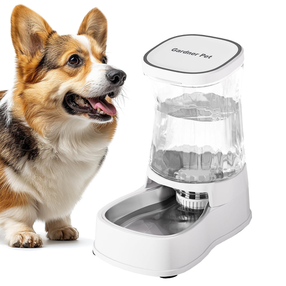 Gardner Pet dispensador automático: tazón de acero inoxidable para agua limpio y seguro.