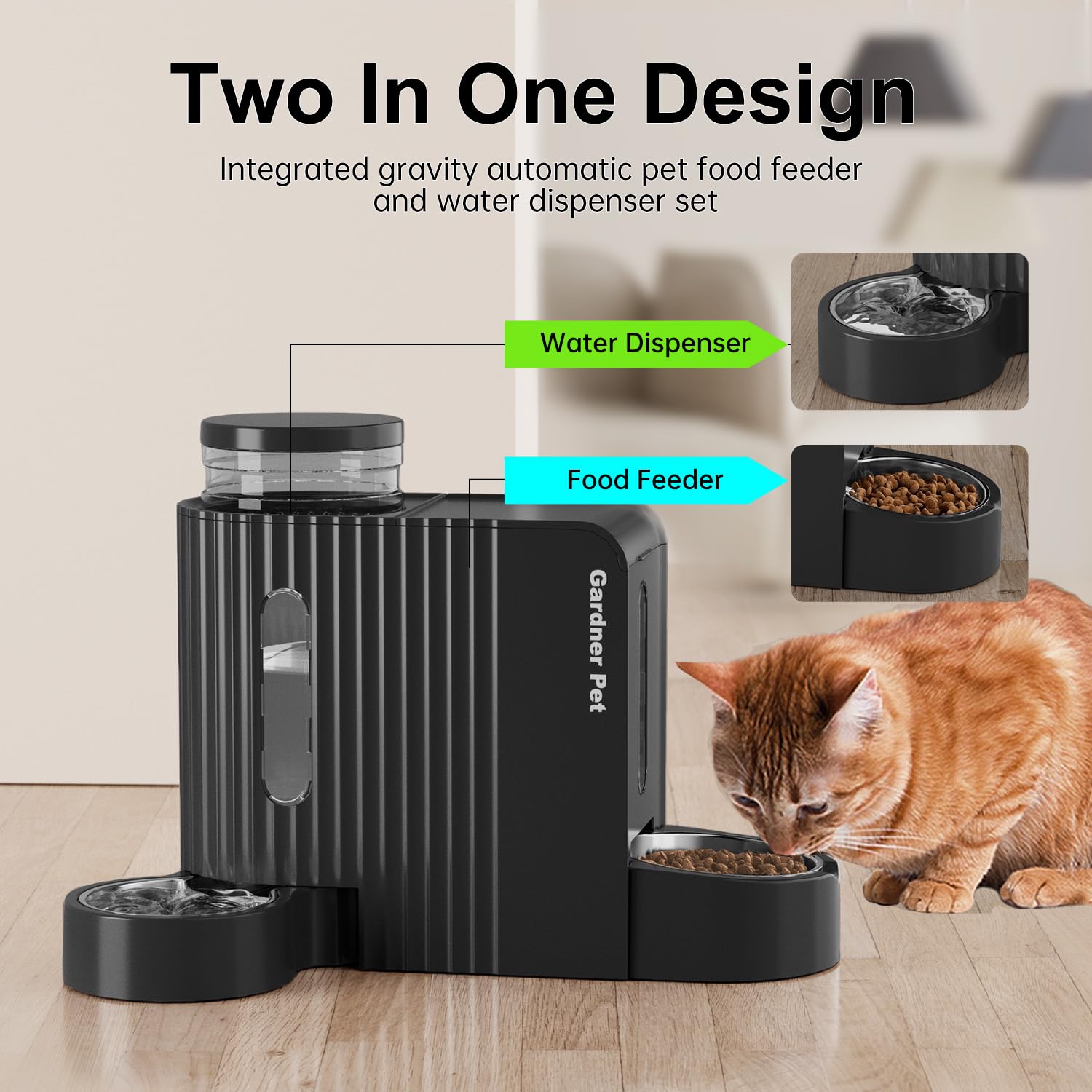 Gardner Pet dispensador-agua: ventana transparente para monitorear el nivel de agua.