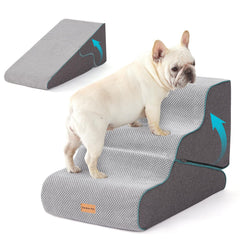 Gardner Pet escalera de 3 pasos para perros, facilita subir al sofá con base antideslizante.