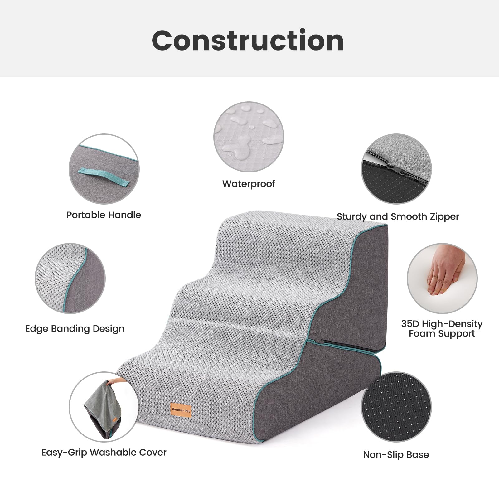 Gardner Pet funda extraíble impermeable, limpieza rápida tras juegos húmedos.