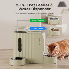 Gardner Pet Gravity 2en1 comedero y dispensador beige lateral, diseño práctico