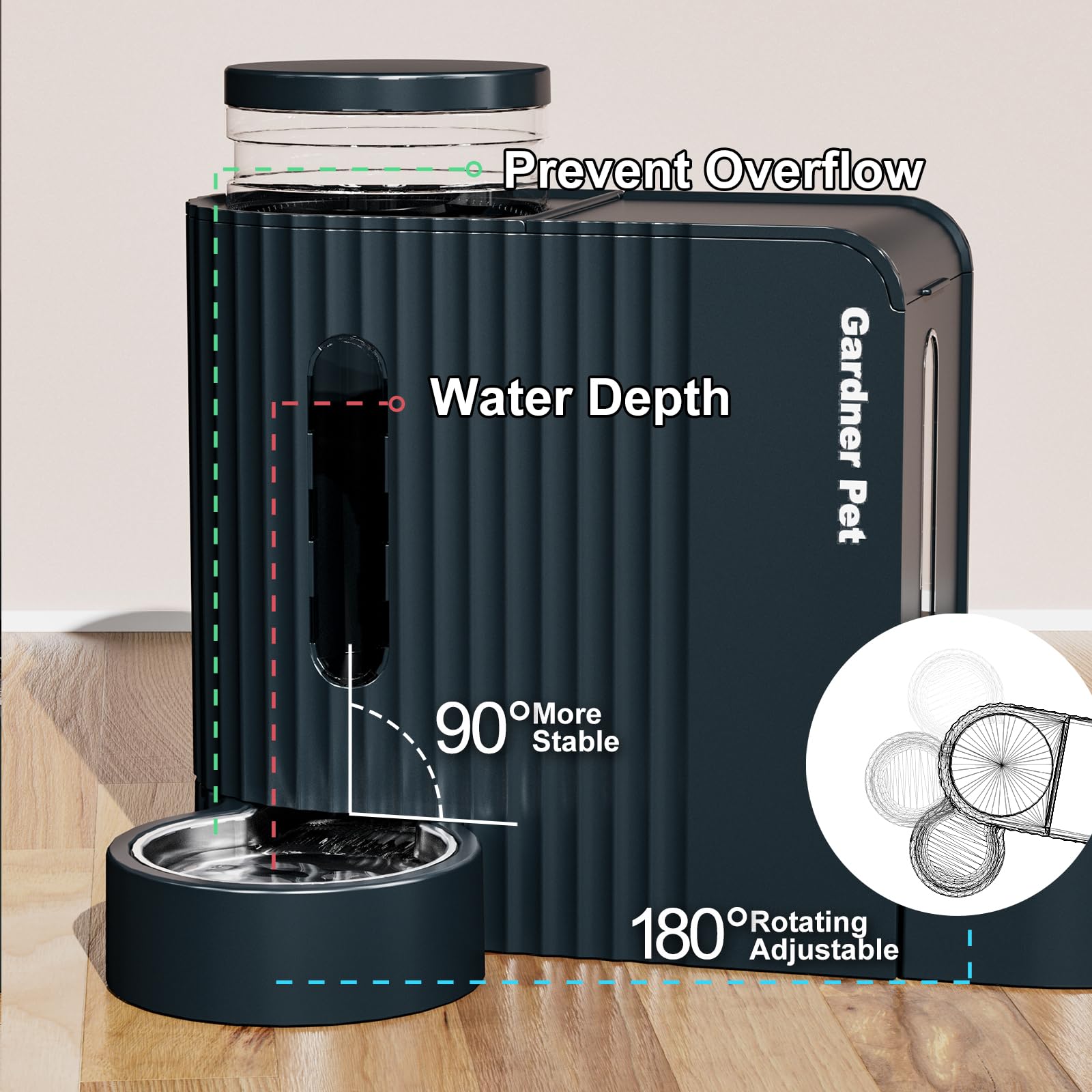 Gardner Pet materiales de grado alimentario, seguro para comida y agua.