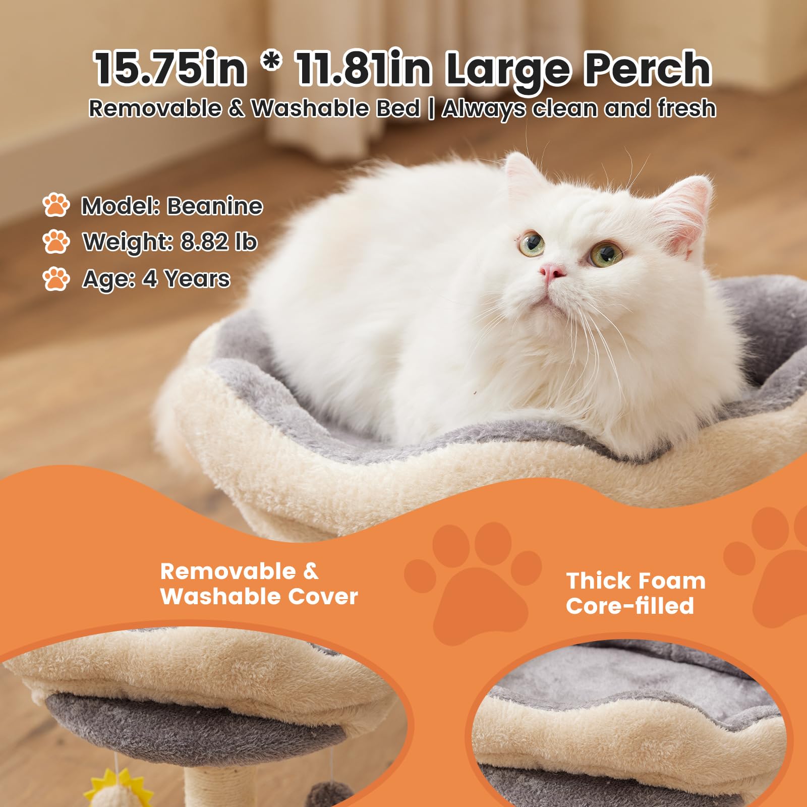Gardner Pet tapizado de felpa, comodidad duradera para uso diario.