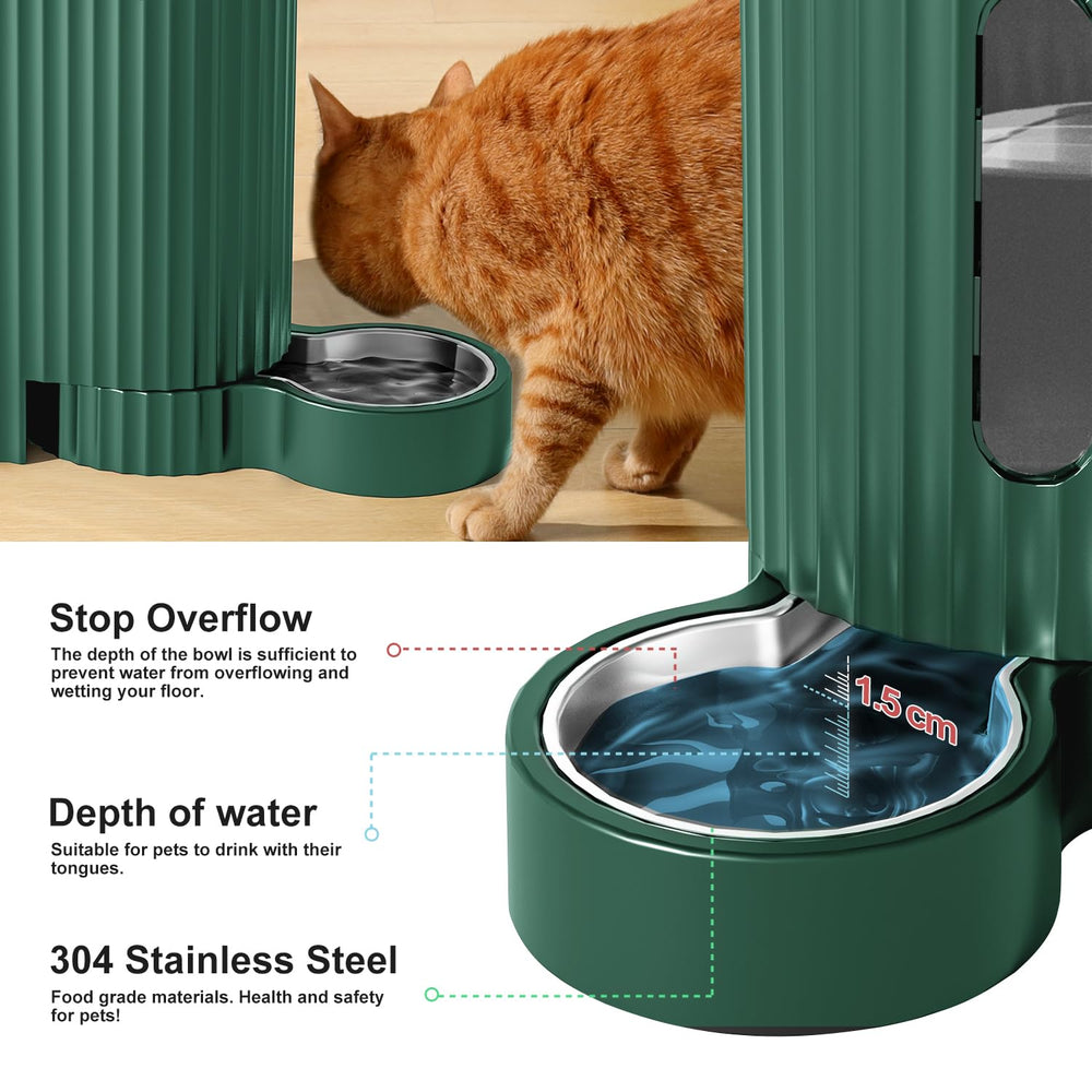 Gardner Pet ventanas transparentes para ver niveles de comida y agua.