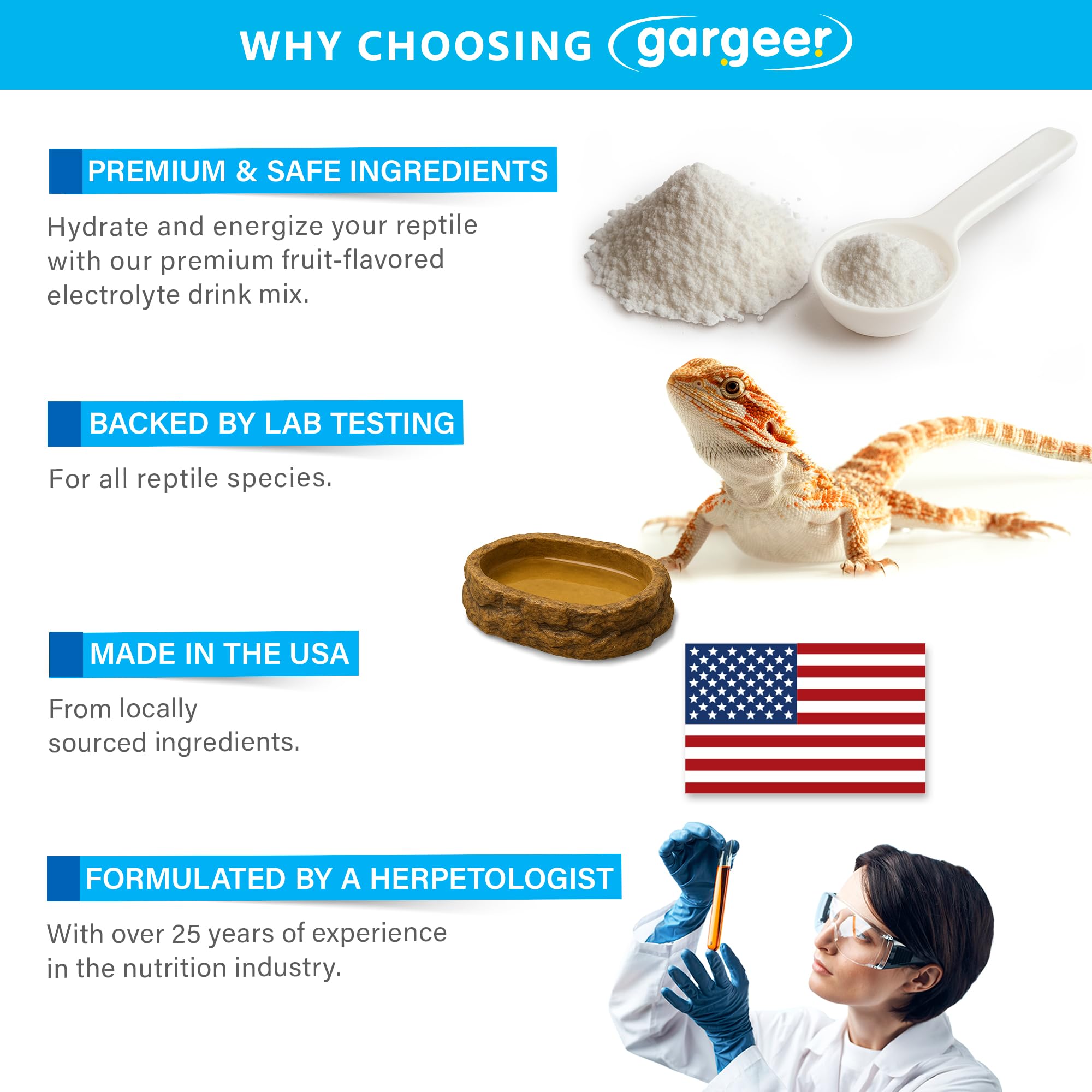 Gargeer ReptiLyte, fórmula de expertos para reptiles con necesidad de hidratación