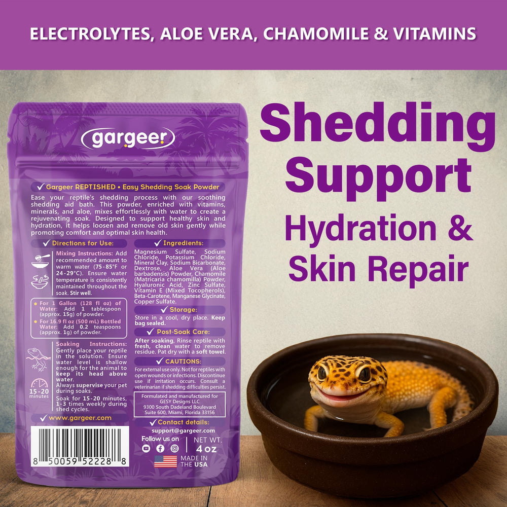 Gargeer ReptiShed vierte agua tibia para un baño suave y cómodo.