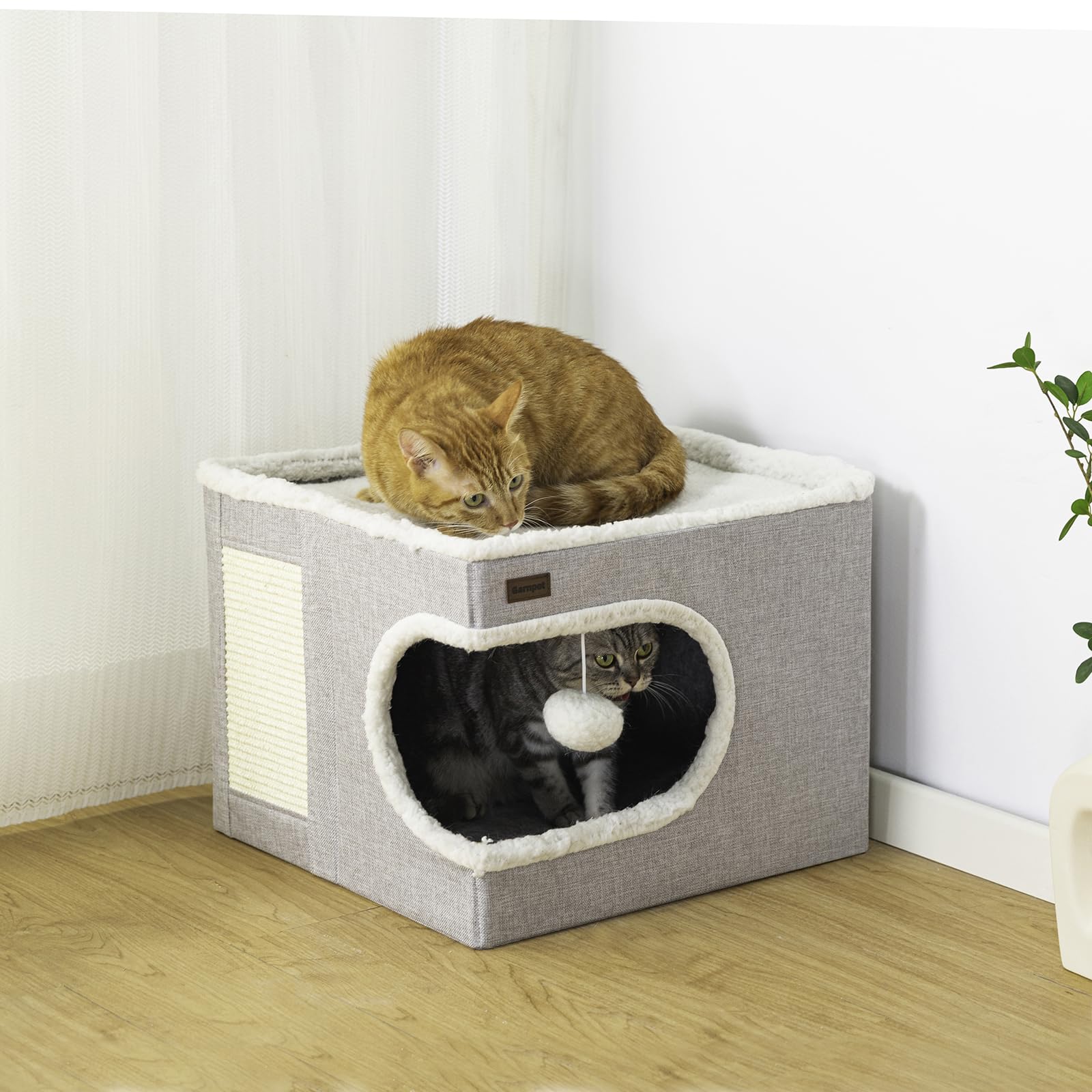Garnpet cama gato escondite tent gris, espacio privado para descansar.