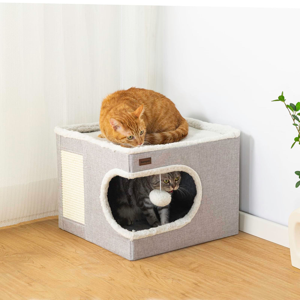Garnpet cama gato escondite tent gris, espacio privado para descansar.