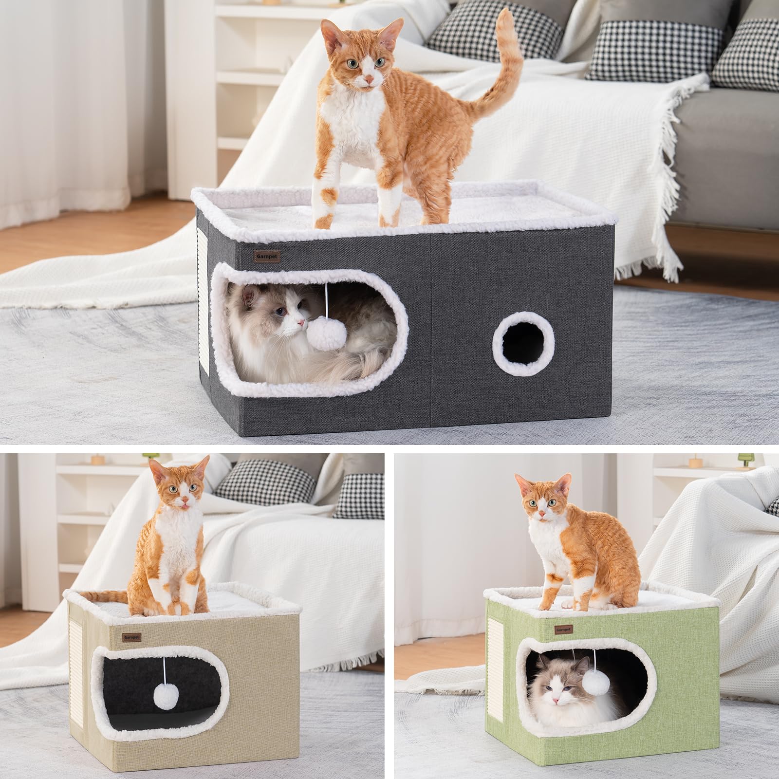 Garnpet cama-gato-zona-descanso-de-felpa: textura suave para relax