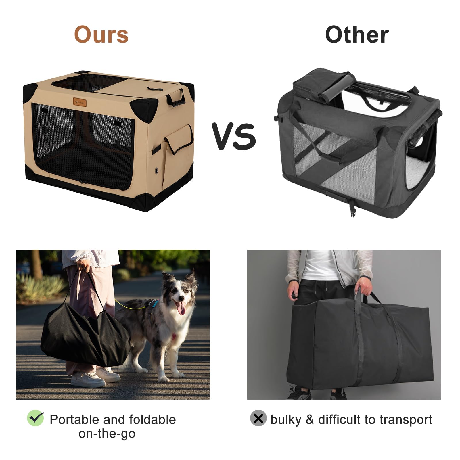 Garnpet jaula de perro con cuatro puertas para fácil acceso.